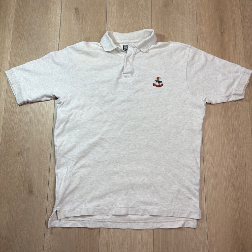 Faconnable Vintage Gray Heather Pique Cotton Golf Bird Polo Shirt Medium 90s